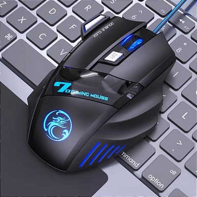 Mouse Gamer X7 USB com LED RGB, 3200 DPI, 7 Botões Programáveis e Botão Fire
