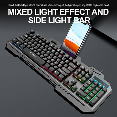 Teclado Gamer Semi-Mecânico RGB com Fio - LED Rainbow, USB, ABNT2, Anti-Ghosting