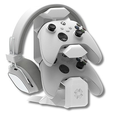 Suporte de Mesa para 2 Controles Xbox ou PS5 e Headset Gamer – ARTBOX3D, Impressão 3D, Cor Branca