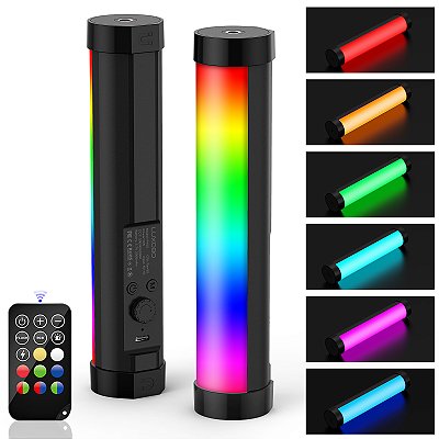 Luz de Vídeo RGB Portátil LuxCEO P100 2000mAh com Controle – Iluminação Profissional para Streaming, Vlog, YouTube e Selfie