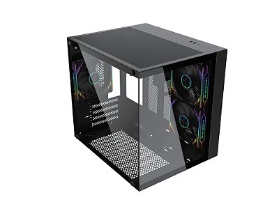 Gabinete Gamer G-Fire PIXXO CGH100B Preto – Vidro Temperado, MicroATX, Suporte Water Cooler, Torre Média