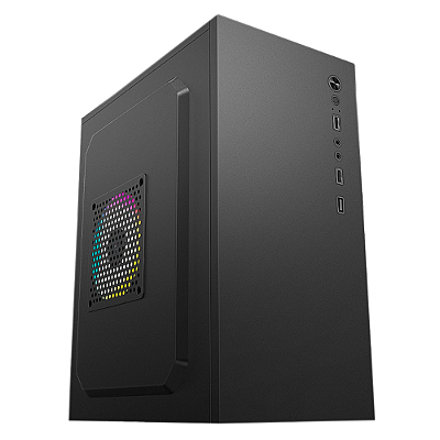 Gabinete Office Hayom GB1750 Preto – Micro ATX / Mini ITX, ATX, 2 USB Frontais, Compacto e Leve, sem Fonte e sem Fan