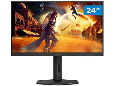 Monitor Gamer AOC 24" Full HD IPS 180Hz 0.5ms G-Sync HDR com HDMI, DisplayPort e Base Ajustável – Modelo 24G4/P