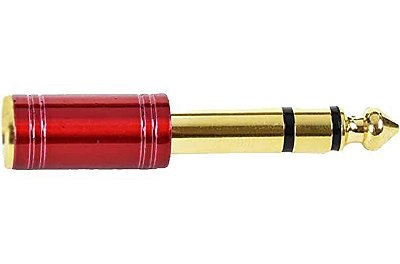 Plug Adaptador Santo Ângelo P2 x P10 Stereo Niquelado Vermelho