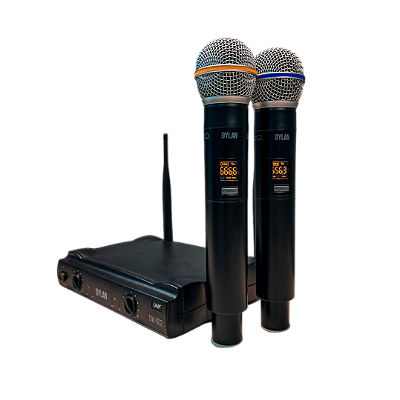 Microfone Sem Fio UHF Com 2 Bastões Dylan DW-602 MAX