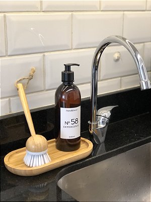 Kit cozinha 3 peças: Bandeja + Escova + Frasco Detergente 500ml