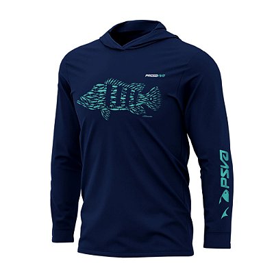 Camisa de Pesca UV+ Poliamida Com Capuz Presa Viva 14