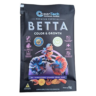 Ração Para Peixes Betta Color & Growth Sachê 6 g - Ocean Tech