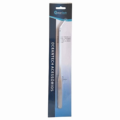 Pinça Curva Em Aço Inox 27 cm Para Aquários - Ocean Tech