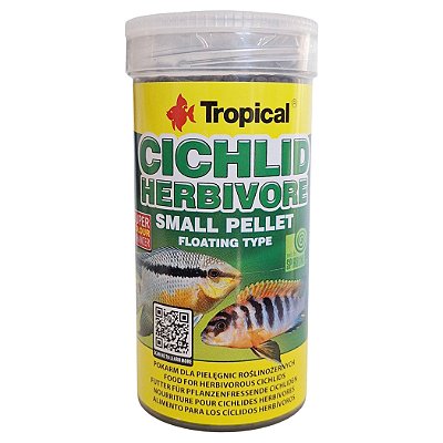Ração Para Peixes Ciclideos Herbivoros Tropical Cichlid Herbivore Small Pellet 90g