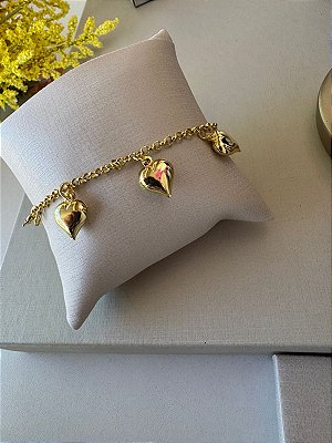 PULSEIRA BRACELETE PINGENTE DE CORAÇÃO