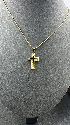 CORRENTE COM PINGENTE DE ZIRCÔNIA CRUZ