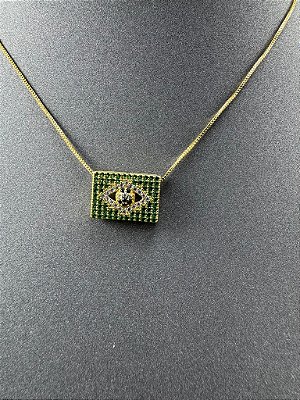 CORRENTE COM PINGENTE BANDEIRA BRASIL ZIRCÔNIA