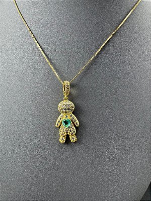 CORRENTE COM PINGENTE FILHO CRAVEJADO DETALHADO