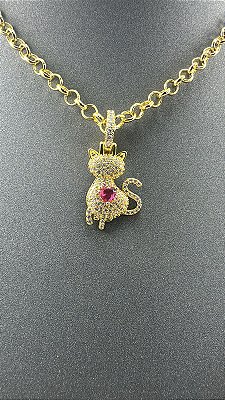 PINGENTE GATINHO CRAVEJADO