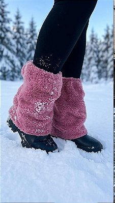 Polaina FemininaTeddy Pelucia Outono/Inverno Fashion Térmica para Botas Academia Fitness