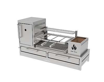 Churrasqueira Parrilla Residencial Premium Hotbox INOX 304 - Bancada 135 x 45cm - Com Forno