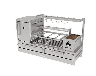 Churrasqueira Parrilla Residencial Premium Hotbox INOX 304 - Bancada 135 x 45cm - Com Forno