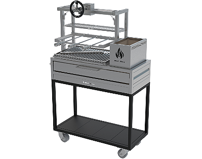 Churrasqueira Parrilla Residencial Hotbox Premium INOX 304 - Carrinho 97 x 45cm - Com Volante