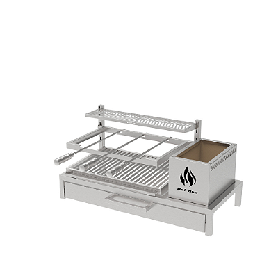 Churrasqueira Parrilla Residencial Hotbox Premium INOX 304 - Alvenaria com Porta 97 x 45cm