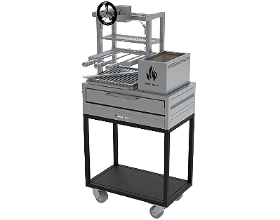 Churrasqueira Parrilla Residencial Hotbox Premium INOX 304 - Carrinho 74 x 45cm - Com Volante