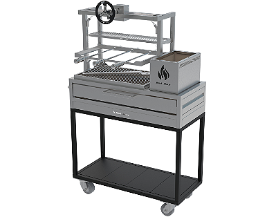 Churrasqueira Parrilla Residencial Hotbox Premium INOX 304 - Carrinho Com Volante 97x45 e 74x45cm