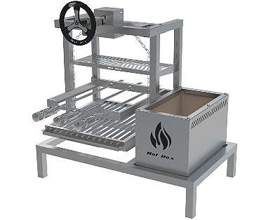 Churrasqueira Parrilla Residencial Hotbox Premium INOX 304 – Alvenaria com Volante 74x45cm