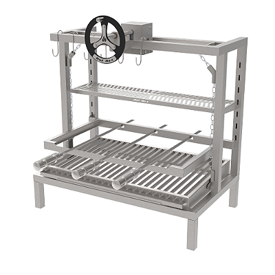 Churrasqueira Parrilla Residencial Premium Hotbox INOX 304 – Alvenaria com Volante 74x45cm