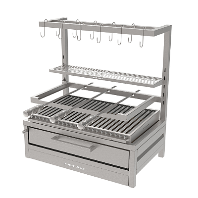 Churrasqueira Parrilla Residencial Hotbox Premium INOX 304 74x45cm – Bancada com Tendal