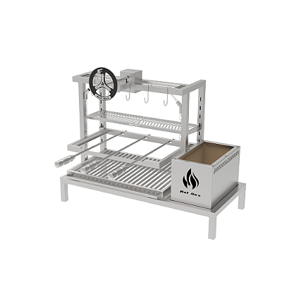 Churrasqueira Parrilla Residencial Hotbox Premium INOX 304 97 x 45cm - Alvenaria Com Volante