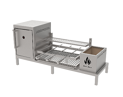 Churrasqueira Parrilla Residencial Premium Hotbox Com Forno em INOX 304 - Para Alvenaria 135 x 45cm