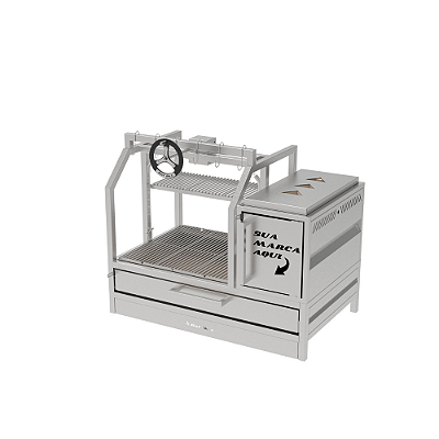 Churrasqueira Parrilla Profissional de Bancada Premium 80cm OU 100cm, 1 Volante e Carenada - INOX 304