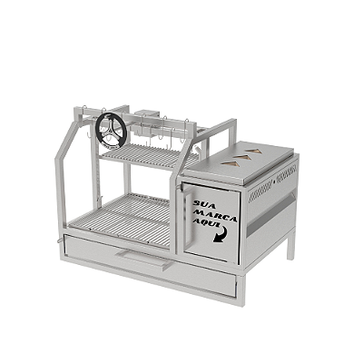 Churrasqueira Parrilla Profissional de Alvenaria Premium 80cm OU 100cm, 1 Volante - INOX 304