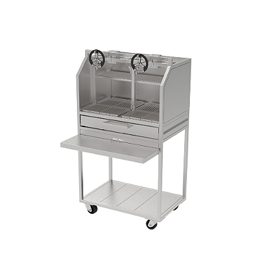 Churrasqueira Parrilla Profissional Premium de Carrinho Carenada - 91x60 - INOX 304