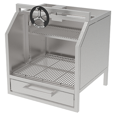 Churrasqueira Parrilla Profissional Carenada Alvenaria com Porta - 67x60 - INOX 304