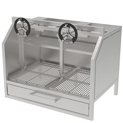 Churrasqueira Parrilla Profissional Carenada Alvenaria com Porta - 91x60 - INOX 304