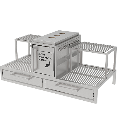 Churrasqueira Parrilla Profissional de Alvenaria Premium 127cm, 146cm OU 166cm - INOX 304