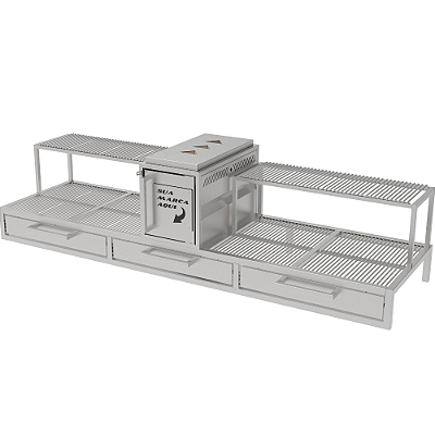 Churrasqueira Parrilla Profissional de Alvenaria Premium 215x60cm - INOX 304 -