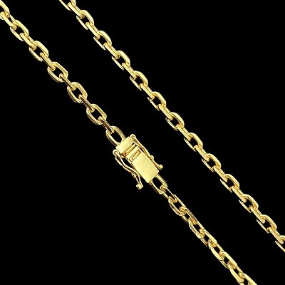 CORRENTE CADEADO (7mm- 70cm) FECHO COM MARCAÇÃO 750 - BANHADO A OURO 18k