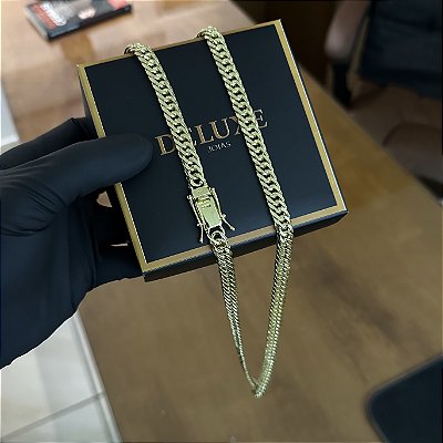 Corrente Lacraia 10mm 70cm – Banho Ouro 18k
