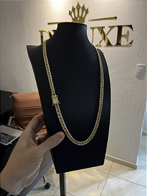 CORRENTE LACRAIA (10mm- 70cm) - FECHO COM MARCAÇÃO 750 -  BANHO DE OURO 18K