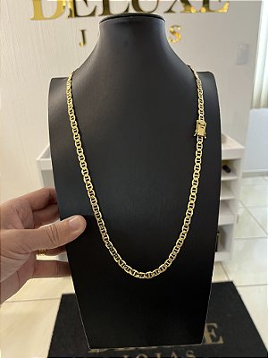 CORRENTE PIASTRINE( 7mm -38G-70cm) FECHO COM MARCAÇÃO 750 - BANHO DE OURO 18K