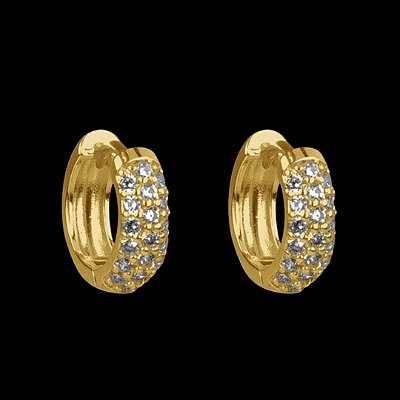 PAR DE BRINCO ARGOLA CRAVEJADO EM ZIRCÔNIA PREMIUM - BANHADO A OURO 18K