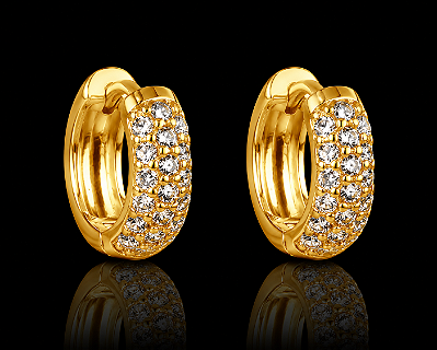 Brinco Argola Ney Cravejada com Duas Fileiras de Zircônias – Banho Ouro 18k
