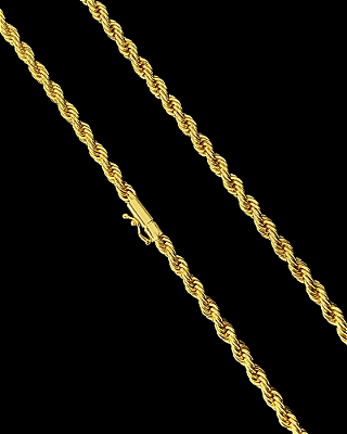CORRENTE  BAIANA  FECHO CANHÃO ( 6mm - 60G )-  70cm - BANHADO A OURO 18k