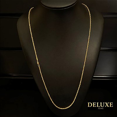 CORRENTE ELO TRANÇADO( 2mm- 70cm) - BANHADO A OURO 18K