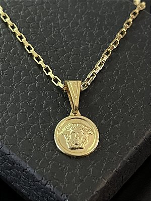PINGENTE MEDALHA MEDUSA P( 1g- 2x2cm) - BANHO DE OURO 18k