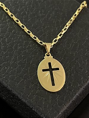 PINGENTE MEDALHA CRUCIFIXO VAZADO   P( 1g- 2x2cm) - BANHO DE OURO 18k