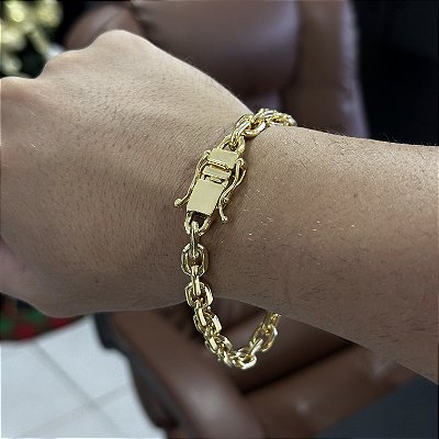 PULSEIRA CADEADO( 8MM - 12G - 20CM) - FECHO COM MARCAÇÃO 750 - BANHADO A OURO 18K