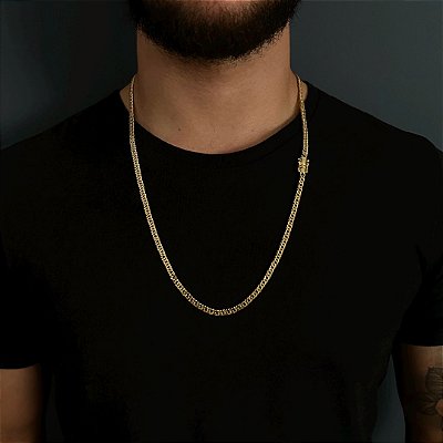 Corrente Lacraia 4mm 70cm – Banho Ouro 18k